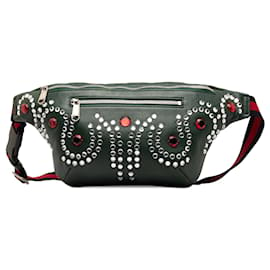 Gucci-Green Gucci Crystal Embellished Web Belt Bag-Green