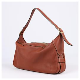Céline-CELINE Supple calf leather Medium Romy Shoulder Bag Tan-Brown