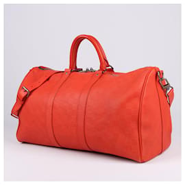 Louis Vuitton-LOUIS VUITTON Fusion Damier Infini Leather Keepall Bandouliere 45 bag-Orange
