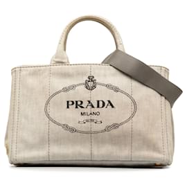 Prada-Bolso satchel gris con logo Prada Canapa-Otro