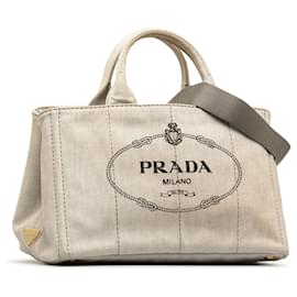 Prada-Gray Prada Canapa Logo Satchel-Other