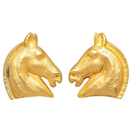 Hermès-Boucles d'oreilles à clip Hermes Cheval en or-Doré