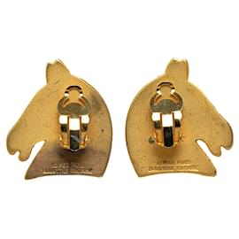 Hermès-Gold Hermes Cheval Clip on Earrings-Golden