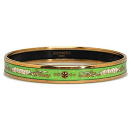 Hermès-Pulsera de disfraz con brazalete de esmalte estrecho de Hermes verde-Verde