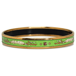 Hermès-Grünes, schmales Emaille-Armband von Hermès, Kostümarmband-Grün