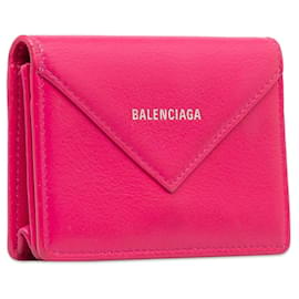 Balenciaga-Portefeuille compact en cuir Balenciaga Mini Papier rouge-Rouge