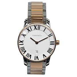 Tiffany & Co-Silver Tiffany Quartz 18K Rose Gold and Stainless Steel Atlas Dome Watch-Silvery