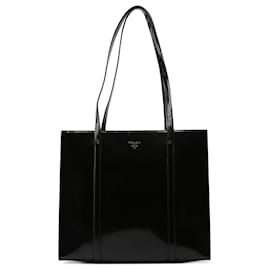 Prada-PRADA Totes Pelle verniciata Riedizione nera 1995-Nero