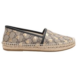 Espradrillas beige e nero con logo Gucci e stampa di api Taglia 37.5 Beige