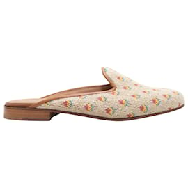 Stubbs & Wootton-Beige & Multicolor Stubbs & Wootton Patterned Fabric Mules Size 39-Beige