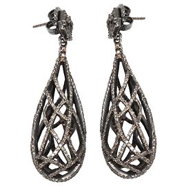 Autre Marque Silver-Tone & Pave Diamond Bavna Teardrop Pierced Earrings Silvery