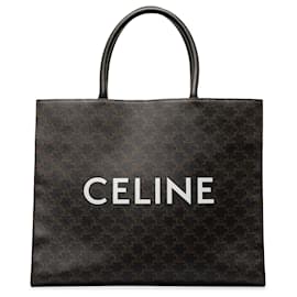Céline-Bolsa horizontal preta Celine Triomphe Cabas-Preto