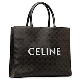 Céline-Black Celine Triomphe Cabas Horizontal Tote-Black