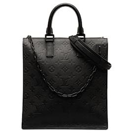 Louis Vuitton-Cartable noir Louis Vuitton Monogram Taurillon Sac Plat-Noir