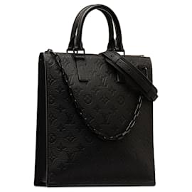 Louis Vuitton-Bolso satchel Louis Vuitton con monograma Taurillon Sac Plat negro-Negro