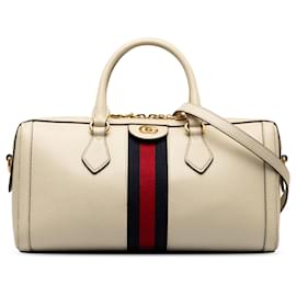 Gucci-White Gucci Leather Ophidia Satchel-White