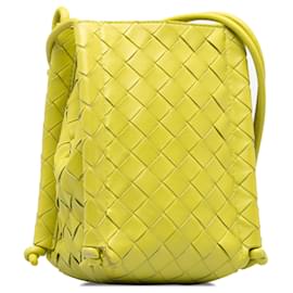Bottega Veneta-Yellow Bottega Veneta Intrecciato Mini Knot Bucket Bag-Yellow