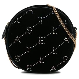 Stella Mc Cartney-Noir Stella McCartney Mini sac à bandoulière rond à monogramme en cristal-Noir