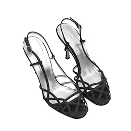 Dolce & Gabbana-Tamanho preto de sandálias de salto com tiras brilhantes Dolce & Gabbana 38-Preto