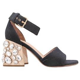 Marni-Sandalias negras con adornos de cristales de lana Marni Talla 39-Negro