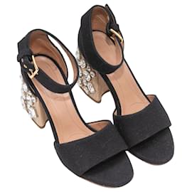 Marni-Black Marni Wool Crystal-Embellished Sandals Size 39-Black