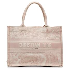 Dior-Rosafarbene, mittelgroße Toile-de-Jouy-Buchtasche von Dior-Pink