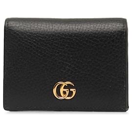 Gucci-Porta-cartões em couro preto Gucci GG Marmont-Preto