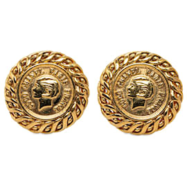 Chanel-Gold Chanel Coco Clip-On Earrings-Golden