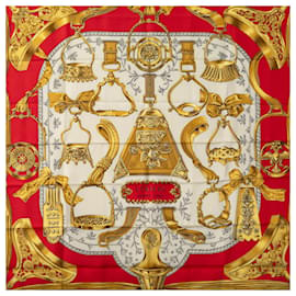 Hermès-Sciarpe di seta rosse Hermes Etriers-Rosso