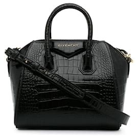Givenchy-Black Givenchy Mini Embossed Antigona Satchel-Black