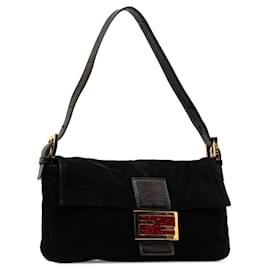 Fendi-Baguette in pelle scamosciata nera Fendi-Nero