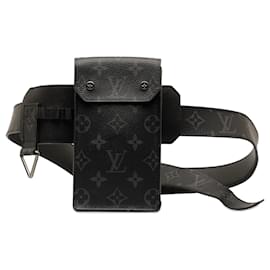 Louis Vuitton-Cinturón negro para bolso lateral utilitario Eclipse con monograma de Louis Vuitton-Negro