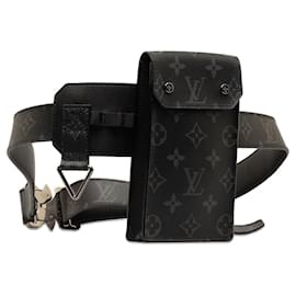 Louis Vuitton-Black Louis Vuitton Monogram Eclipse Utility Side Bag Belt-Black