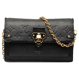 Louis Vuitton-Portafoglio nero Louis Vuitton Monogram Empreinte Vavin su borsa a tracolla con catena-Nero