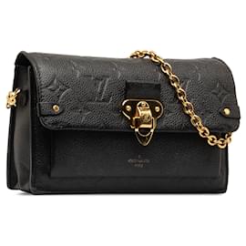 Louis Vuitton-Black Louis Vuitton Monogram Empreinte Vavin Wallet on Chain Crossbody Bag-Black