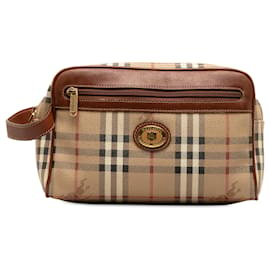 Burberry-Pochette Burberry Haymarket Check marrone-Marrone