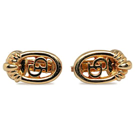 Dior-Gold Dior Logo Clip on Earrings-Golden