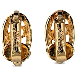 Dior-Gold Dior Logo Clip on Earrings-Golden