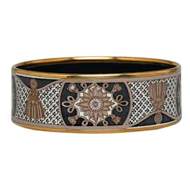 Hermès-Gray Hermes Wide Enamel Bangle Costume Bracelet-Other