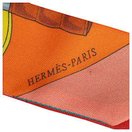 Hermès-Lenços Twilly de Seda Hermes Eperon D'Or Laranja-Laranja