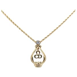 Dior-Gold Dior Logo Charm Pendant Necklace-Golden