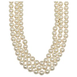 Collar de perlas de imitación con logo YSL adornado con cristales de Saint Laurent blanco Blanco