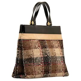 Burberry-Brown Burberry Plaid Wool Handbag-Brown