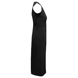 Prada-Vestido midi negro con cuello en V de Prada Talla IT 40-Negro