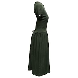 Alaïa-Dunkelgrünes Strickkleid mit offenem Rücken von Alaia, Größe US S -Grün