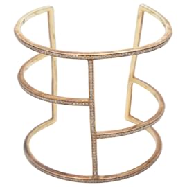 Autre Marque-Gold Jennifer Miller Pave Diamond Geometric Cuff Bracelet-Golden
