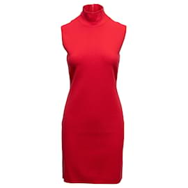 Max Mara-Rotes ärmelloses Kleid aus Schurwolle von Max Mara, Größe US M-Rot