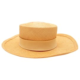 Chanel-Vintage Yellow Chanel Spring/Summer 1988 Straw Hat Size 57-Yellow