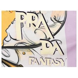 Prada-White & Multicolor Prada Silk Fairy Print Scarf-White