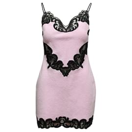 Alexander Wang-Light Pink & Black Alexander Wang Terry Cloth & Lace Mini Dress Size US 6-Pink